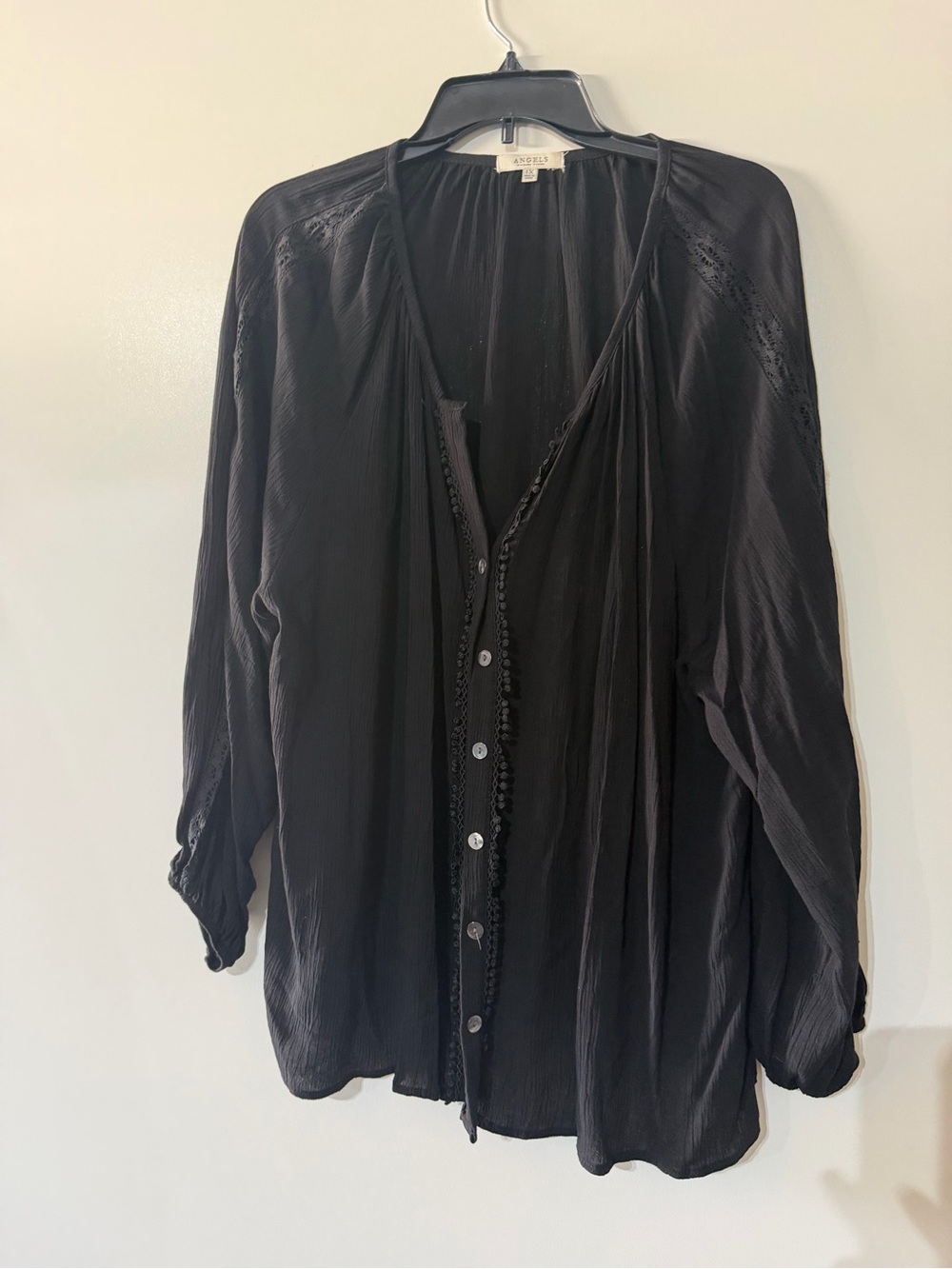 Angels Black Button-Down Blouse
